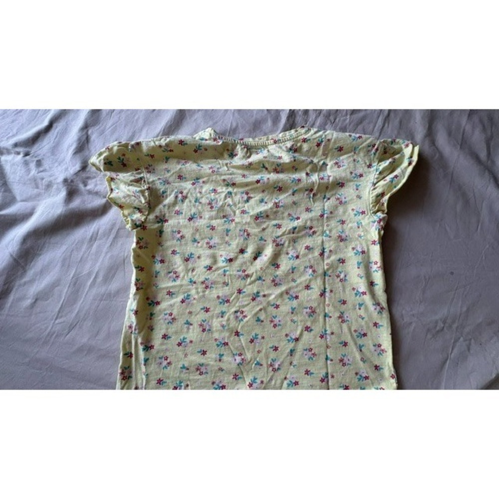 Sfera Girls Youth Size 7-8 Yellow Floral Glitter Print Ruffle Sleeve T-shirt Top - Picture 5 of 11